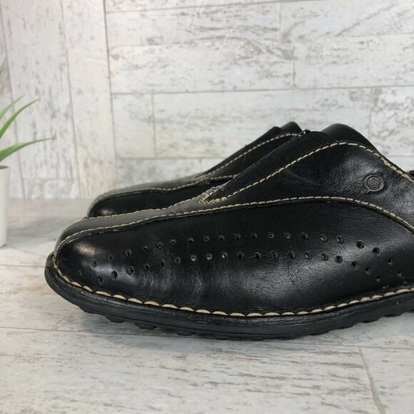 Born Concept Mules Flats Black‎ Leather Slip On Shoes WOMENS Size 6.5 / 37 GUC. - Picture 11 of 11